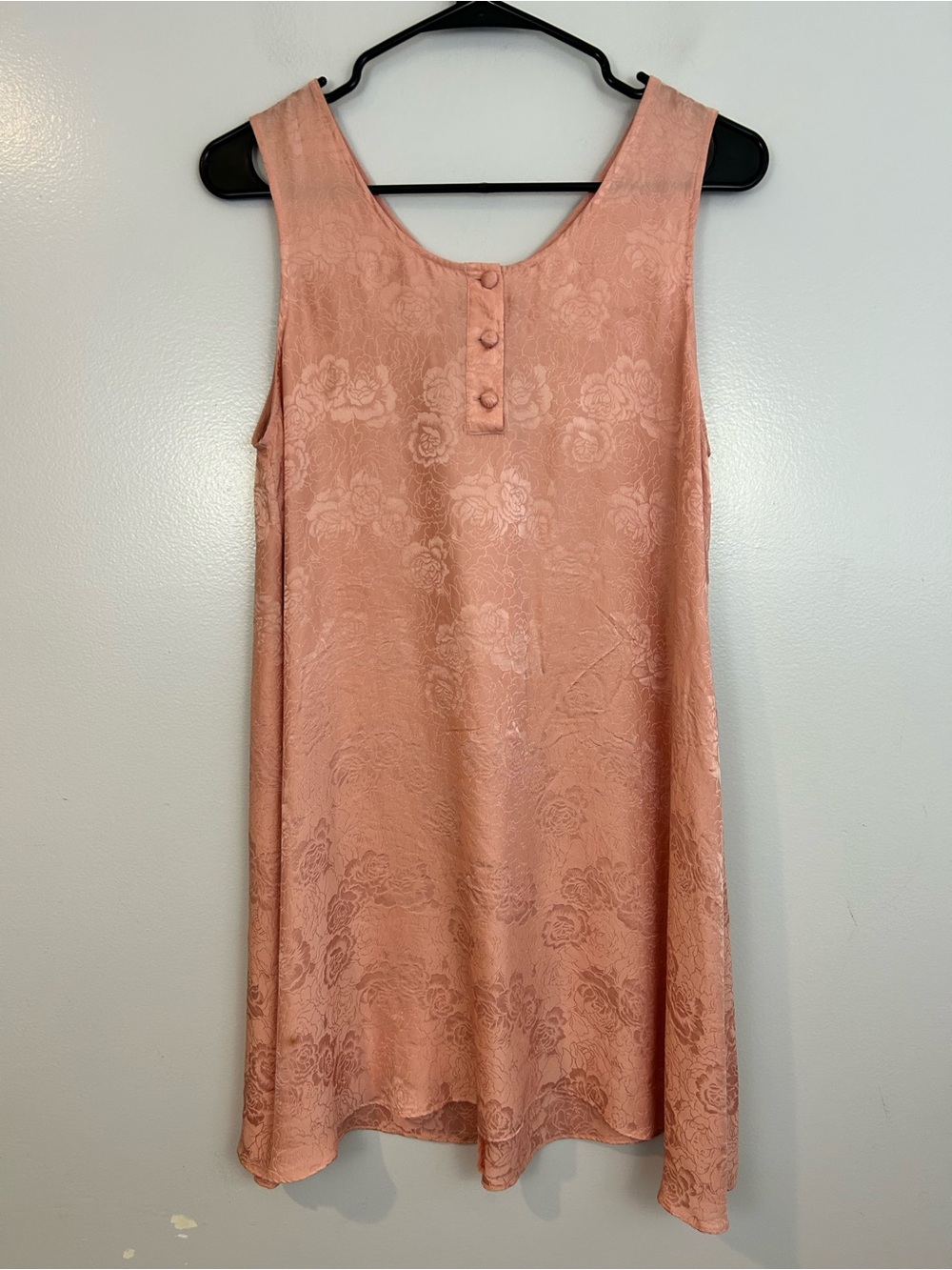 Silx by August Silk 100% Silk Pink Rose Floral Sleevless Nigthgown Mini Medium